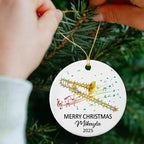 Customized Trombone Musical Player Ceramic Ornament with Name Text Year, Personalized Hanging Xmas Tree Ornaments Gift for Trombonist Daughter Son Brother Sister Friends, Trombone Instrument Ornament