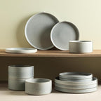 Stone Lain Bao 12-Piece Dinnerware Set Stoneware, Blue-Grey