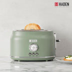 Haden Dorset 2 Slice Wide Slot Stainless Steel Toaster with Adjustable Browning Control & Non Slip Feet, Cedar Green & Chrome