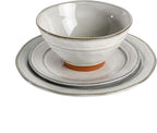 Gibson Elite Terranea Round Reactive Glaze Terra Cotta Dinnerware Set, Service for Four (12pcs), White