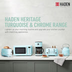 Haden Heritage 4 Slice Wide Slot Stainless Steel Toaster Bundled with 1.7 Liter Stainless Steel Electric Water Kettle, Turquoise & Chrome