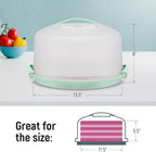 Tribello Extra Large Cake Storage Container, Cake Carrier With Handle Holds Cake 12 X 12 X 5 (Mint Green)