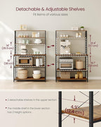 VASAGLE Coffee Bar, 39.4 Inches Baker's Rack for Kitchen with Storage, 6-Tier Kitchen Shelves with 6 Hooks, Microwave Stand, Industrial, Rustic Brown and Black UKKS039K01