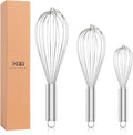 304 Stainless Steel Whisk Set, Dishwasher Safe Rustproof Metal Whisk, Professional Balloon Wire Whisks for Kitchen Cooking, Perfect For Blending, Whisking, Baking, Beating, 3 Packs (8" 10" 12")