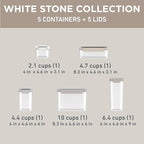 Bentgo Pantry - 10-Piece Airtight Food Storage Containers, Clear, Stackable Kitchen & Pantry Organization, Locking Lids for Freshness, BPA-Free Plastic - Ideal for Sugar, Flour, & More (White Stone)