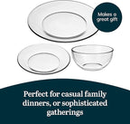 Libbey Round 12 Piece Glass Dinnerware Set, Stackable Glass Plate and Bowl Set w/Round Shape, Modern Plates and Bowls Sets for Gatherings, and Everyday Use