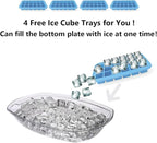 INNOVATIVE LIFE Appetizer Serving Tray on Ice, 15 Inch Party Platter with 4 Ice Cube Tray, Kitchen Chilled Food Bowl with Compartment and Lids for Shrimp, Fruits, Vegetables, Salads, Sushi, Clear