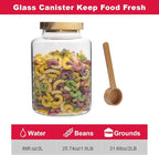 Glass Coffee Storage Jar with Lids Scoop Round Glass Coffee Ground Containers Borosilicate Glass Food Canister for Cereals Oats Beans Nut Sugar Candy Spice Rice Tea