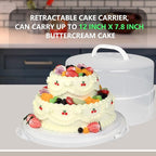 12 Inch Cake Carrier with Lid & Handle BPA-Free Cake Transport Container, Includes Insulated Bag, Cupcake & Pie Holders for Secure Dessert Delivery (Fits 7" Tall Cakes) (Grey)