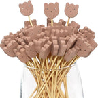 BLUE TOP 200PCS 4.7 Inch Brown Bears Bamboo Cocktail Picks Bamboo Toothpicks Fruit Picks for Home Party Appetizers Cocktail Decorations Charcuterie Board