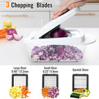 12 Blade All-in-1 Vegetable Chopper Mandoline Slicer with Container, Spiralizer with Contianers, Food Chopper, Onion Chopper, Veggie Cutter for Salad, Kitchen Gadgets Accessories Essentials, White