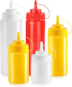 New Star Foodservice 26238 Squeeze Bottles, Plastic, Wide Mouth, 24 oz, Clear, Pack of 6