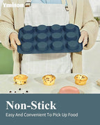 Ceramic Nonstick Baking Pans Set, Non Toxic 33 PCS Stackable Bakeware Sets, 550°F Oven Safe Baking Sheet & Pans, Warp-Free, Dishwasher Safe, PTFE/PFOA/PFOS-Free (Blue)