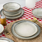 AmorArc Ceramic Dinnerware Sets,Handmade Reactive Glaze Stoneware Plates and Bowls Sets,Highly Scratch Resistant | Dishwasher & Microwave Safe Dishes Set,Service for 6 (18pc)