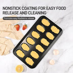 2 Pack Madeleine Pans for Baking, 12 Cavity Heavy Duty Shell Shape Baking Mold Nonstick Cookie Cake Pan for Oven（BLACK）