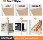 HOMEDANT 5 Tier White Storage Shelves Adjustable Laminated Boltless Garage Metal Shelving Unit Heavy Duty Utility Rack Shelf Warehouse Pantry Closet Kitchen 35.9" W x 16.2" D x 71.3" H White 3Pack