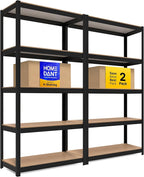 HOMEDANT House Black 5-Tier Laminated Metal Shelving Unit Adjustable Storage Utility Rack Heavy Duty Shelves Organization Shelf Kitchen Garage Pantry Closet 2Pack