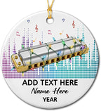 Customized Text Year Name Harmonica Instrument Player Ceramic Ornament, Personalized Harmonica Christmas Ornaments Gift for Harmonicist Women Men Friends Brother Sister, Harmonicas Musical Ornament