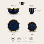 Stone Lain Florian Modern Porcelain Dish Set, 32-Piece Dishes for 8, Gold and Blue