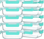 M MCIRCO [10-Pack,22 Oz Glass Meal Prep Containers,Glass Food Storage Containers with lids,Glass Lunch Containers,Microwave, Oven, Freezer and Dishwasher, Green