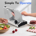 Cusimax Electric Meat Slicer for Home,200w Power Deli Slicer with Two 9" Stainless Steel Blades,Adjustable Thickness from 1-20 mm,Removable Food Tray for Easy Cleaning,Suitable for Home Use