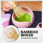 Matcha Whisk Bowl Set, 7PCS All-in-One Japanese Tea Set Includes Matcha Bowl with Spout, Bamboo Whisk (Chasen) with Stand, Scoop, Sifter, Complete Kit for Ceremony, Gift for Matcha Tea Lovers（Pink)