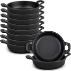 10 Pack Mini Cast Iron Skillets 5 x 5 x 1.3 Inch Cast Iron Pan Small Ramekin Set Black Casserole Dish Cookware Oven Safe Mini Skillets for Kitchen Indoor Outdoor Picnic