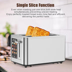 Touch Screen Toaster 2 Slice, Stainless Steel Toasters Digital Timer 2 Slot Toasters, 6 Shade Settings 6 Bread Types for Bagel,Defrost（304 Stainless Steel）