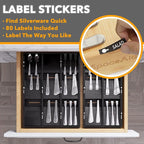 SpaceAid Bamboo Silverware Drawer Organizer with Labels, Kitchen Utensil Tray Holder Organizer for Flatware, Cutlery, Spoon and Knives Drawer Storage Organization (Black, 6 Slots)