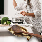 MSY BIGSUNNY Stainless Steel Utensil Tray Spoon Rest Holder for Stove Top, 2 Pack Stainless Steel Spoon Rest, Golden