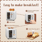 SEEDEEM Toaster 2 Slice with Touch Screen, Faster Heating Speed, 7 Shade Setting, 6 Bread Type, 1.5”Wide Slots Toaster, Removable Crumb Tray, 1350W, Silver Metallic