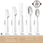 KINGSTONE Silverware Set, 20-Piece Flatware Cutlery Set Premium Stainless Steel, Service for 4, for Kitchen, Home, Wedding, Party, Mirror Polished and Dishwasher Safe