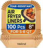 Air Fryer Paper Liners: 100Pcs Parchment Paper, 8" Air Fryer Liner Disposable for Microwave, Non-Stick Square Air Fryer Basket Liner
