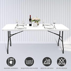 10 Pack Stretch Fabric Table Top Cap Cover, fits 8' Tables, Spandex Table Covers Washable Elastic Rectangle Tablecloth Protector for Indoor Outdoor Party Picnic Wedding, White, 30" W x 96" L