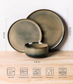 TheTerra Ceramic Dinnerware Sets for 4, 12 Pieces Handmade Reactive Glaze Plates and Bowls Set, Scratch Resistant Dish Set, Oven & Microwave & Dishwasher Safe