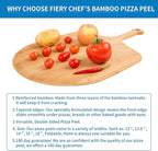 12” Bamboo Pizza Peel - Lightweight Smooth Wooden Pizza Paddle and Pizza Cutting Board with 8 Slice Grooves, Outdoor Pizza Oven Accessories, 17.3 Inch x 12.2 Inch