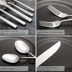 Silverware Set Flatware Set 40 Pieces Stainless Steel Cutlery Set Hexagonal Pattern Mirror Finished Home Daily Use Housewarming Wedding Gift Service for 8