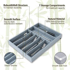 Silverware Organizer, 12.5 Inch Utensil Organizer Kitchen Drawer Organizer Bamboo Silverware Holder Cutlery Tray Organizer in Drawer Flatware Organizer Tray(7 slots, Gray）
