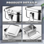 Umigy 3 Pcs Stainless Steel Food Containers 550/850/1000ml Metal Bento Lunch Box Stainless Steel Food Storage Containers, Lockable Clips to Leak Proof, Reusable Dishwasher Snack Boxes for Work