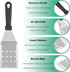 Griddle Accessories Kit of 20, HaSteeL Heavy Duty Metal Spatula Set, Stainless Steel Teppanyaki Tools for Flat Top, Barbecue Grilling Indoor & Outdoor, Melting Dome, Burger Turner, Dishwasher Safe