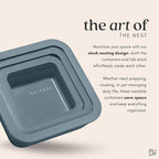Ceramic Coated Glass Food Storage Container | No PTFE, PFOA, PFAS, and BPA | Reusable Non Toxic Meal Prep Container with Glass Lid | Easy To Store | 5 Cup Square [Dusk]