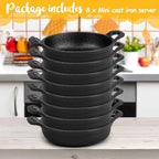 Mini Cast Iron Skillets 5 x 5 x 1.3 Inch Cast Iron Pan Small Ramekin Set Black Casserole Dish Cookware Oven Safe Mini Skillets for Kitchen Indoor Outdoor Picnic (8 Pack)