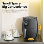 Topzee Small Air Fryer, 2.1QT Mini Compact 4-in-1 Air Fryer for 1–2 People, 98% Less Oil, Adjustable Temp & 60Min Timer, Quiet, Nonstick Dishwasher Safe, BPA-Free, Dark Grey