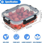 5-Piece Set, 36 oz Glass Meal Prep Containers with Snap-Lock Lids, Airtight Lunch Containers, Microwave, Oven, Refrigerator & Dishwasher Safe,Black