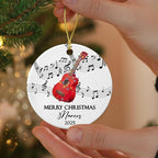 Custom Ukulele Musical Ceramic Xmas Tree Ornament with Name Text Year, Personalized Ukulele Instrument Ornaments Gift for Women Men Friends Husband Wife, Ukulelist Ukuleles Ceramic Christmas Ornament