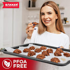BAKKEN Kitchen Baking Pans - Nonstick Gray Coating, 13.18’’ × 8.66’’ Commercial Grade Carbon Steel Cookie Sheet, Baking Kitchen Essentials, PFOA, PFOS, PTFE Free, Oven Safe Tray (450° F), Gray Marble