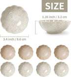 Dipping Bowls Set of 8, Ceramic Soy Sauce Dishes, 3 oz Dipping Sauce Cups, chrysanthemum Round Small Side Dish Dishes for Dipping Sushi Tomato Soy Sauce Dish Condiment Finger Bowls
