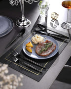 Lemeya 20-Piece Hammered Black Silverware Set,18/10 Stainless Steel Forging Heavy Duty Cutlery Set for 4, Luxury Unique Flatware Set,Spoons and Forks Set,Mirror Polished,Dishwasher Safe