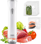 Vacuum Sealer for Food, with 15 Reusable Vacuum Bags, Handheld Vacuum Sealer with Auto-Stop、Detachable Filter and Visible Water Tank, Seal Meal Saver