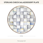 MACKENZIE-CHILDS Enamel Salad and Dessert Plate, Small Plate for a Dessert or Appetizer Dish, 8 Inches, Gray-and-White Sterling Check